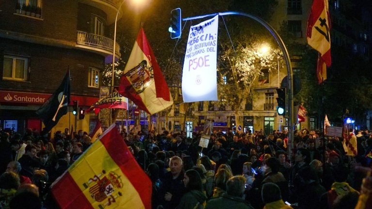 Alrededor de un millar de manifestantes protestan en Madrid por la noche del 19