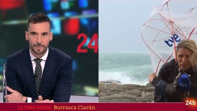 Vídeo muestra a periodista ‘en apuros’ por el fuerte viento sentido en Galicia